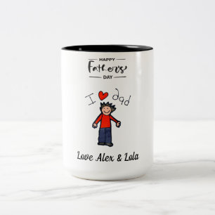 Vaderdag Mok. Persoonlijke namen. Tweekleurige Koffiemok