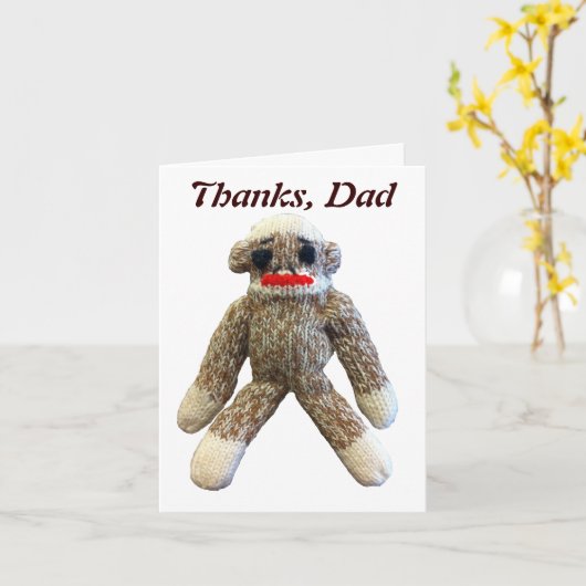 Vaderdag Monkey Business, Sock Monkey Kaart (Gele Bloem)