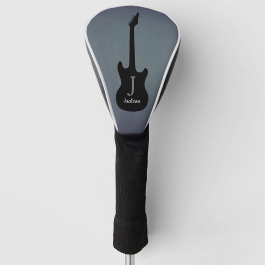 Vaderdag Monogram Blauw Grijs Elektrische Gitaar Golfheadcover (Voorkant)