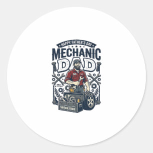 Vaderdag monteur vader shirt grappige werkende vad ronde sticker