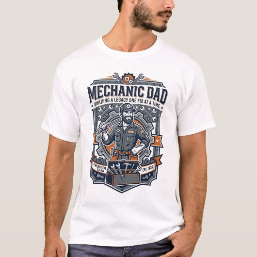 Vaderdag monteur vader T-shirt grappige werkende v (Voorkant)