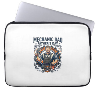 Vaderdag monteur vader T-shirt Grappige werkende v Laptop Sleeve