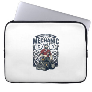 Vaderdag monteur vader T-shirt grappige werkende v Laptop Sleeve