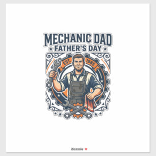 Vaderdag monteur vader T-shirt grappige werkende v Sticker