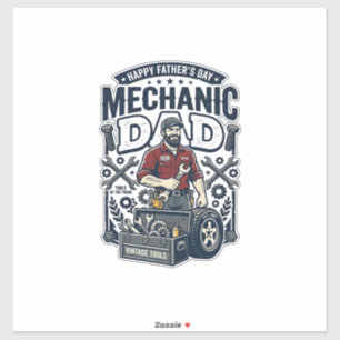 Vaderdag monteur vader T-shirt grappige werkende v Sticker