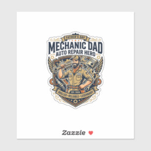 Vaderdag monteur vader T-shirt Grappige werkende v Sticker