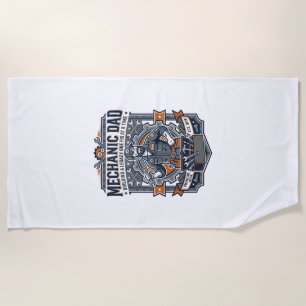 Vaderdag monteur vader T-shirt grappige werkende v Strandlaken