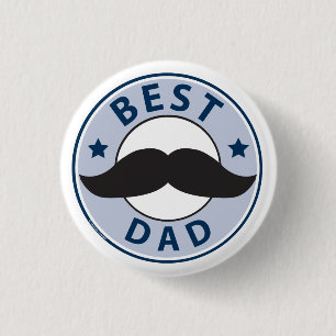Vaderdag Mustache Best Dad Ronde Button 3,2 Cm