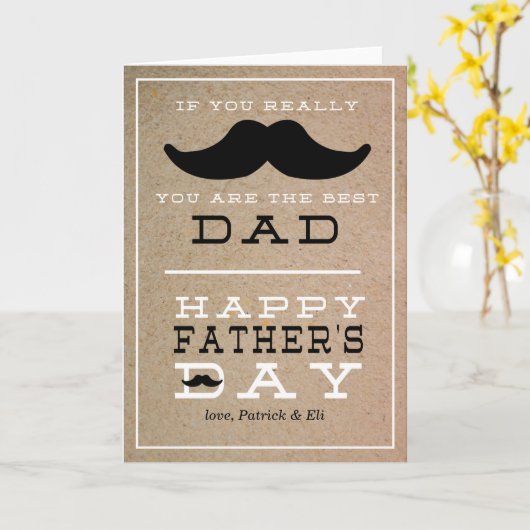 Vaderdag Mustache Kaart (Gele Bloem)