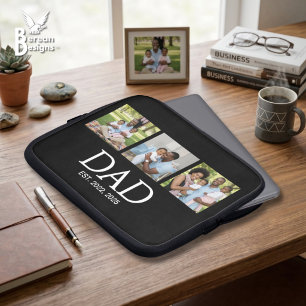 Vaderdag Mutsen Zwart 3 Foto Vader Opgericht Laptop Sleeve