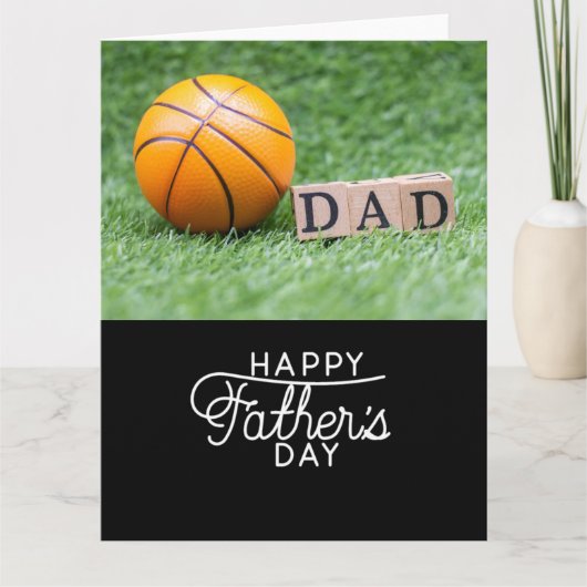 Vaderdag naar basketbal op groen naar vader kaart (Voorkant)