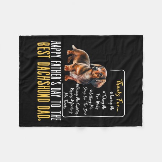 Vaderdag naar de beste teckel papa - teckel fleece deken (Voorkant (Horizontaal))