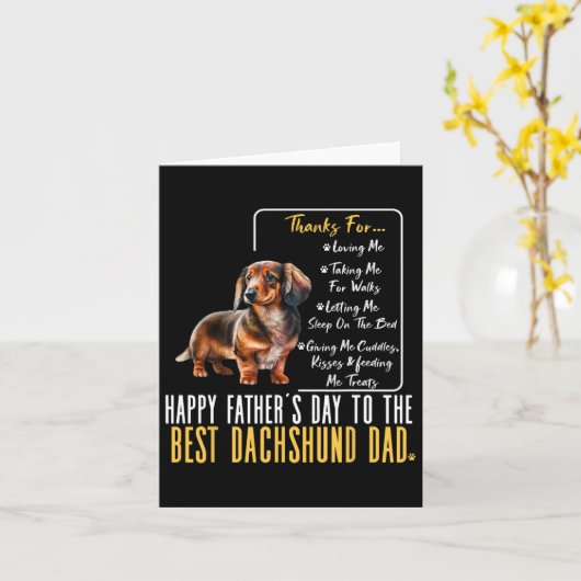 Vaderdag naar de beste teckel papa - teckel kaart (Gele Bloem)