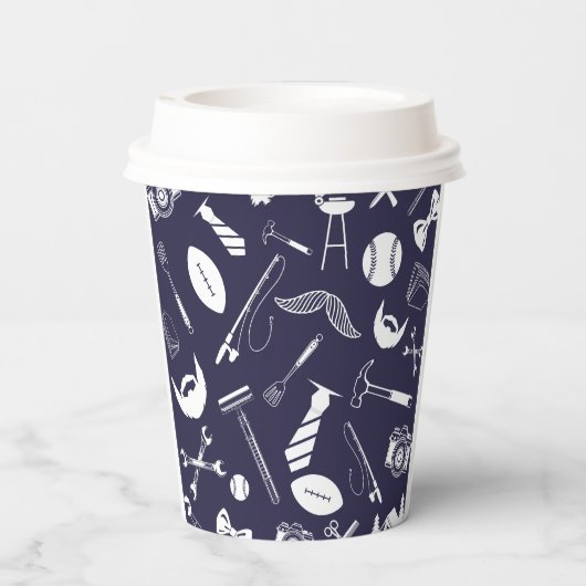 Vaderdag Navy Papieren Bekers (Achterkant)