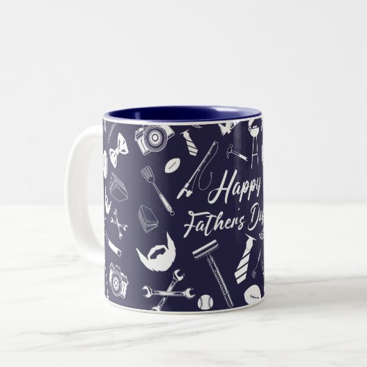 Vaderdag Navy Tweekleurige Koffiemok (Voorkant links)