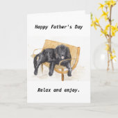 Vaderdag Newfoundland Dog op bank, Kaart (Gele Bloem)