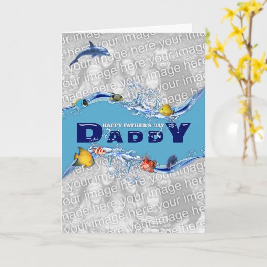 Vaderdag onder het Zee VOEG JE EIGEN FOTO'S TOE Kaart (Gele Bloem)