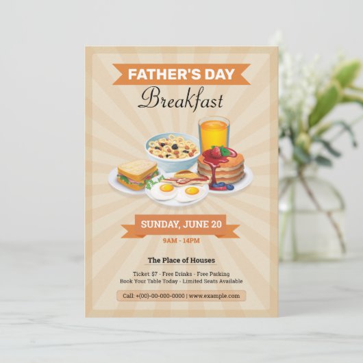 Vaderdag Ontbijtfeestflyer Kaart (Staand voorkant)