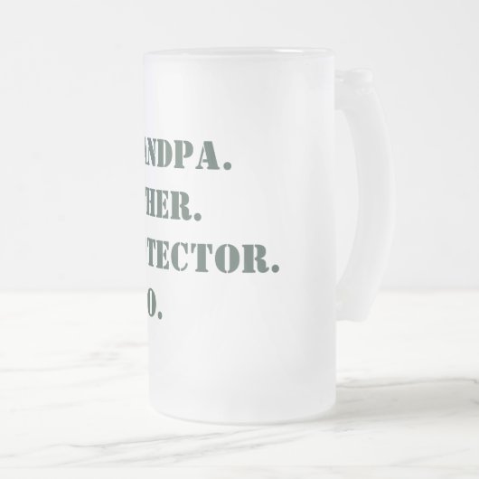 Vaderdag opa Father Protector Hero Text Matglas Bierpul (Voorkant rechts)