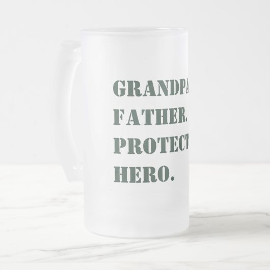 Vaderdag opa Father Protector Hero Text Matglas Bierpul (Voorkant links)