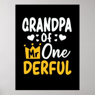 Vaderdag Opa van de heer Onederful 1st Birthday Poster