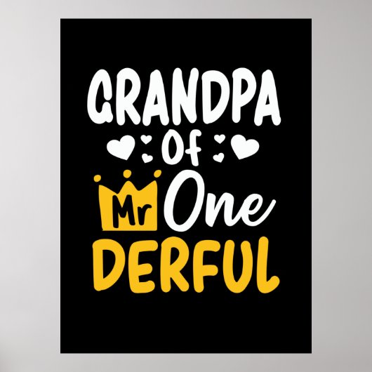 Vaderdag |Opa van de heer Onederful 1st Birthday Poster (Voorkant)