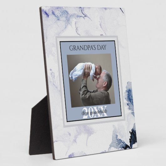 Vaderdag opa's Day Blue First Photo Lijst Fotoplaat (Zijkant)