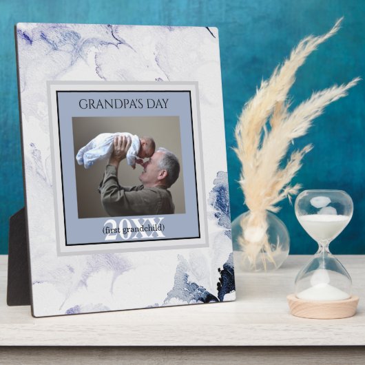 Vaderdag opa's Day Blue First Photo Lijst Fotoplaat (Zijkant)