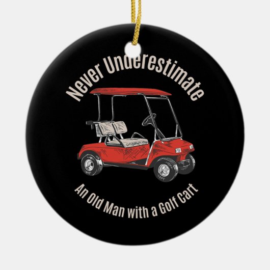 Vaderdag Oud Man met Golf Cart Keramisch Ornament (Voorkant)