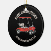 Vaderdag Oud Man met Golf Cart Keramisch Ornament (Links)