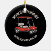 Vaderdag Oud Man met Golf Cart Keramisch Ornament (Achterkant)
