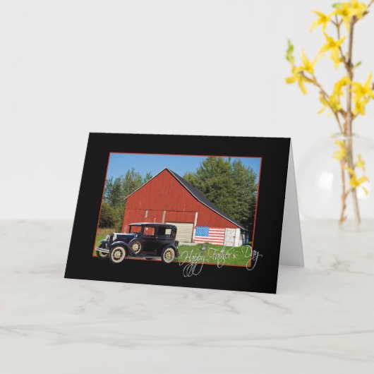 Vaderdag Oude auto en schuur Kaart (Gele Bloem)