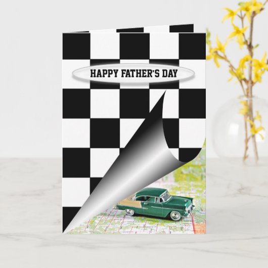 Vaderdag oude auto kaart (Gele Bloem)