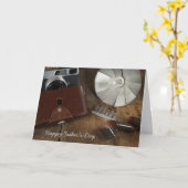 Vaderdag- oude fotoapparatuur kaart (Gele Bloem)