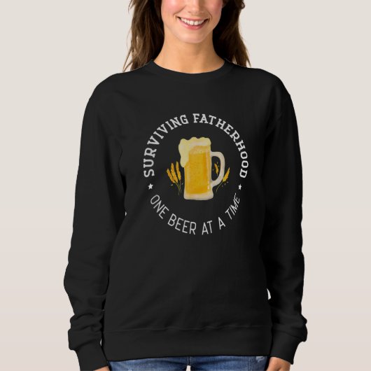 Vaderdag overlevingsdag vaderschap één bier op een trui (Voorkant)
