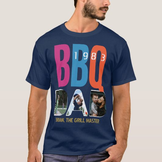 Vaderdag pa Barbeque BBQ Master Photo Collage T-shirt (Voorkant)