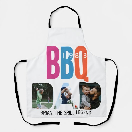 Vaderdag pa BBQ Barbeque Master Photo Collage Schort (Voorkant)