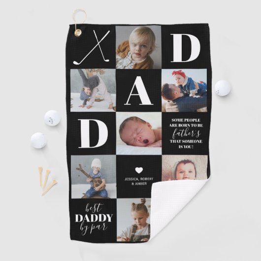 Vaderdag Pap Foto Collage Golf Towel Golfhanddoek (Insitu)