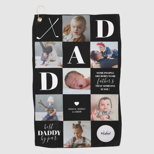 Vaderdag Pap Foto Collage Golf Towel Golfhanddoek (Voorkant)