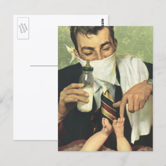 Vaderdag, pap geeft Baby een fles Briefkaart (Voorkant / Achterkant)