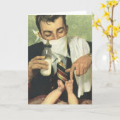  Vaderdag, pap geeft Baby een fles Kaart (Gele Bloem)