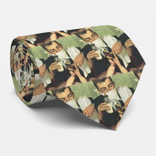  Vaderdag, pap geeft Baby een fles Stropdas (Opgerold)