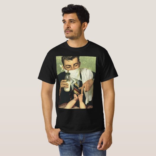 Vaderdag, pap geeft Baby een fles T-shirt (Voorkant volledig)