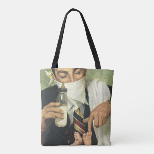  Vaderdag, pap geeft Baby een fles Tote Bag (Achterkant)