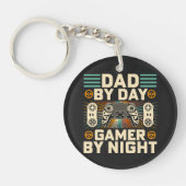 Vaderdag Pap overdag Gamer bij nacht Sleutelhanger (Voorkant)