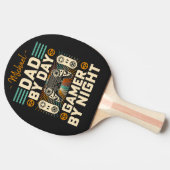 Vaderdag Pap overdag Gamer bij nacht Tafeltennisbatje (Zijkant)