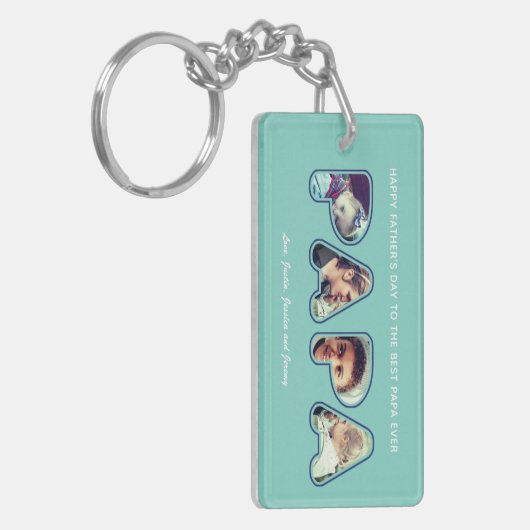 Vaderdag Papa Aangepaste foto Word Papa Sleutelhanger (Voorkant Links)