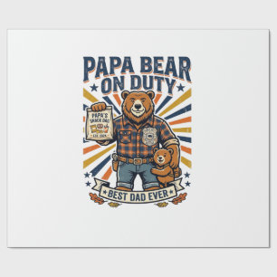 Vaderdag Papa Beer Op Dienst Shirt Funny Animal Da Cadeaupapier