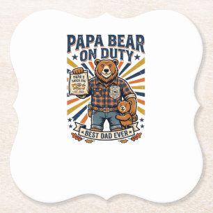 Vaderdag Papa Beer Op Dienst Shirt Funny Animal Da Kartonnen Onderzetters