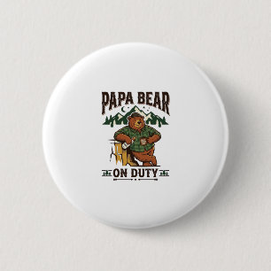 Vaderdag Papa Beer Op Dienst Shirt Funny Animal Da Ronde Button 5,7 Cm